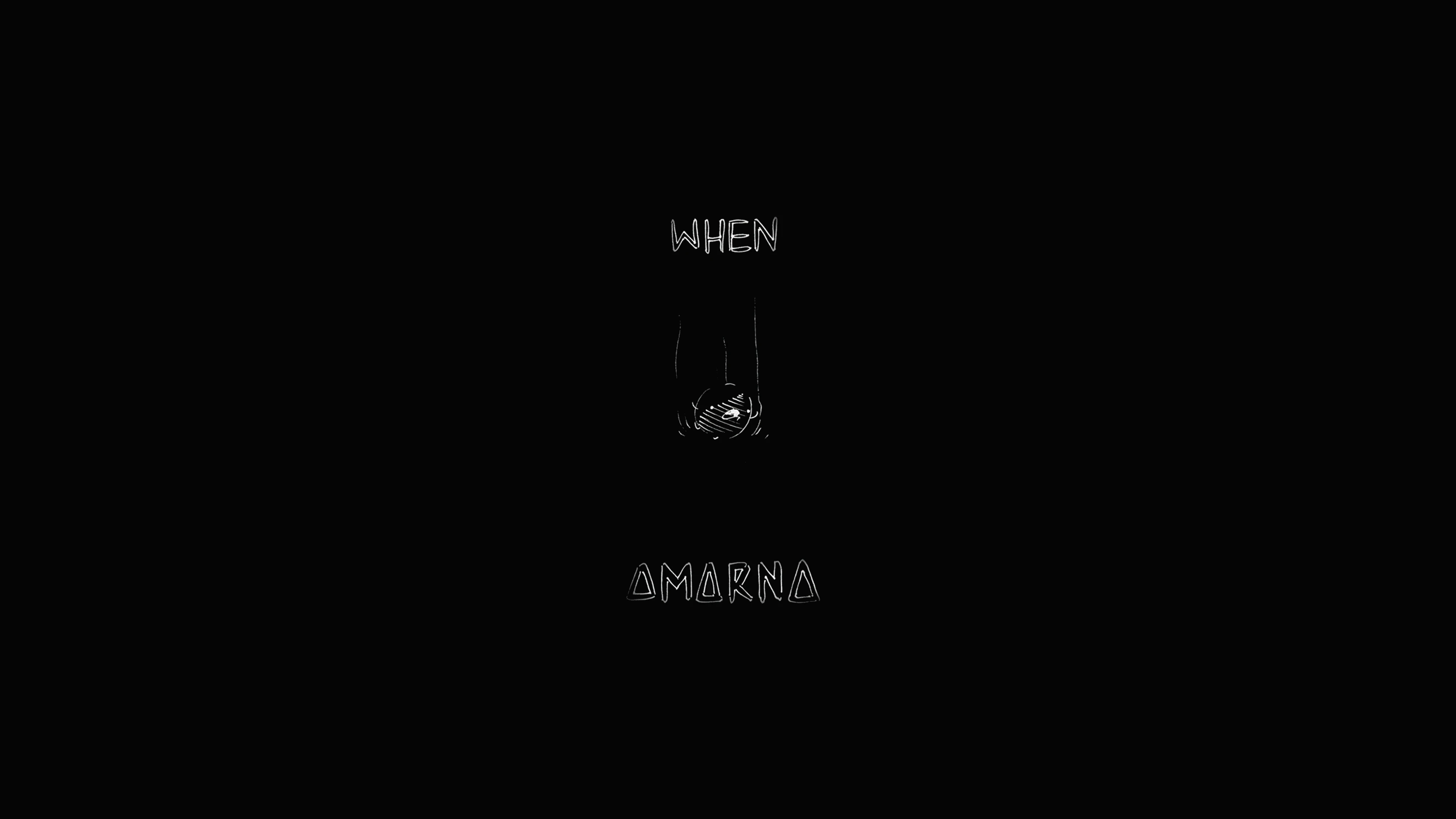 Amarna Release Stunning Sophmore Single, 'When' 2 Illustration With &Quot;When&Quot; And &Quot;Amarna&Quot; Text, Needle With Thread On Black Background.