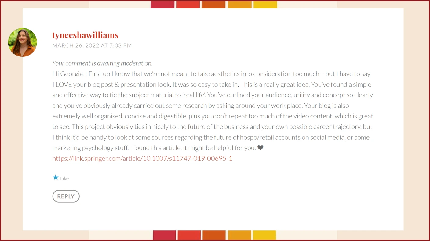 I Never Thought I'D Be Marked On My Aptitude For Self Criticism: Bcm325 Pitch Reviews 2 Comment Praise Blog Moderation