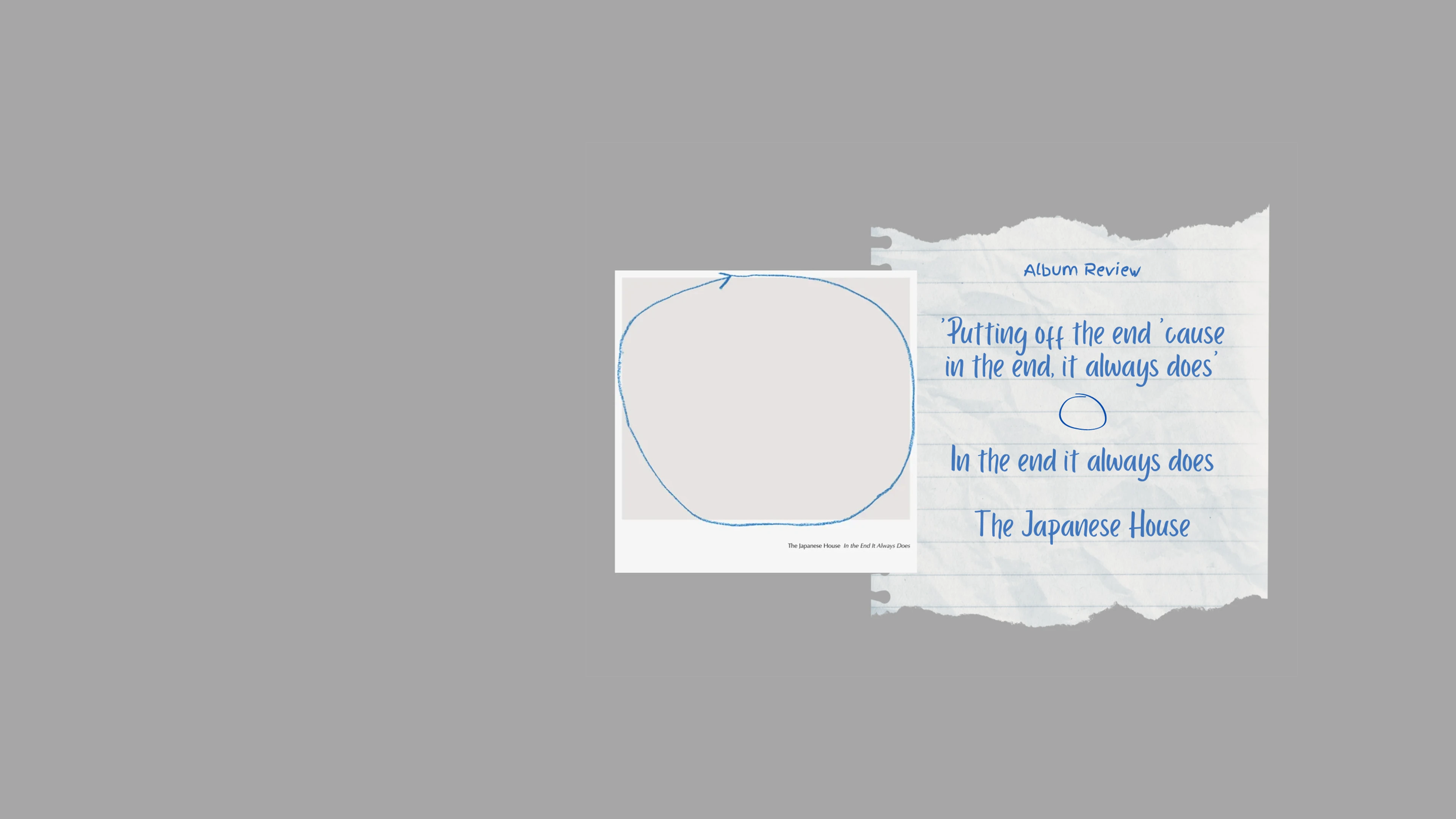 Critiquing Albums Like I Could Make Anything Better: In The End It Always Does By The Japanese House 1 Review Page With Handwritten Note On Lined Paper About The Japanese House Album'S Themes.